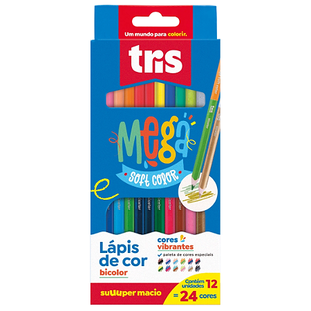 LAPIS DE COR MEGA SOFT BICOLOR C/12 TRIS