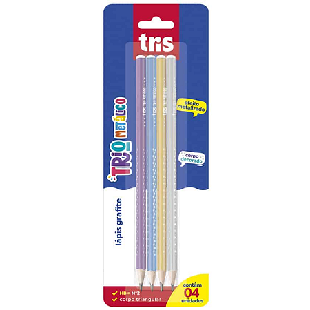 LAPIS GRAFITE TRIO METALICO TRIANGULAR C/4 TRIS