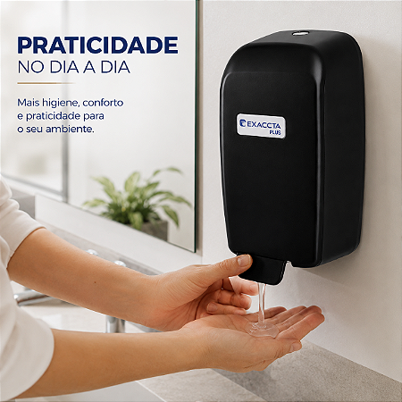 DISPENSER SABONETE EXACCTA PLUS RESERV CREMOSO PRETO TRILHA