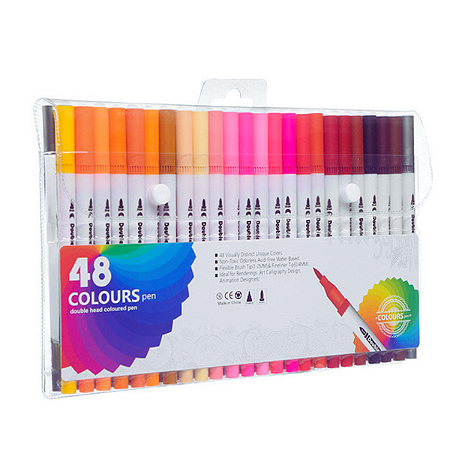 CANETA PONTA DUPLA BRANCA 48 CORES BF - 4031 JOJO