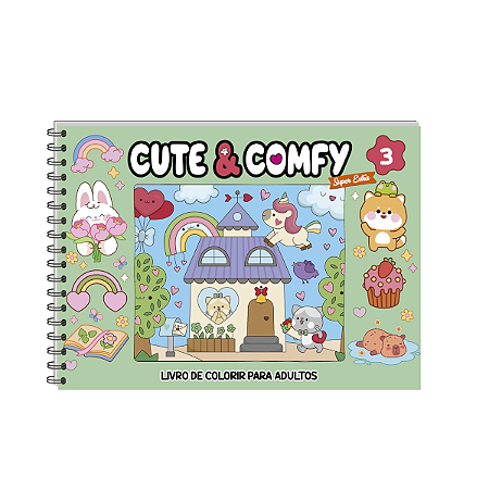 LIVRO DE COLORIR 50 FOLHAS VERDE CAPA DURA CUTE & COMFY
