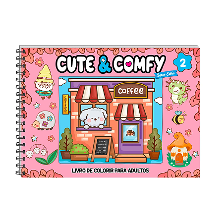 LIVRO DE COLORIR 50 FOLHAS ROSA CAPA DURA CUTE & COMFY