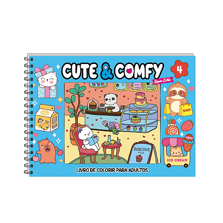 LIVRO DE COLORIR 50 FOLHAS AZUL CAPA DURA CUTE & COMFY