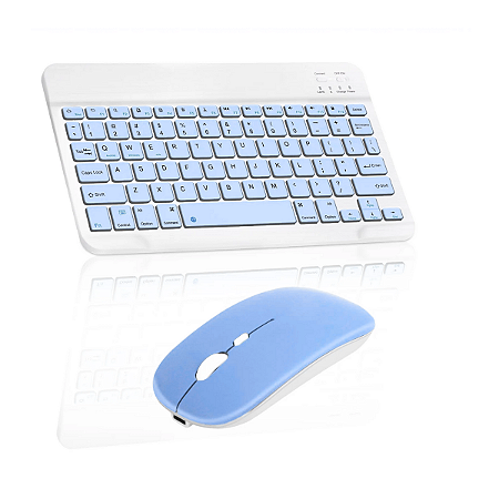 KIT TECLADO+MOUSE S/FIO BLUETOOTH RECARREGAVEL AZUL