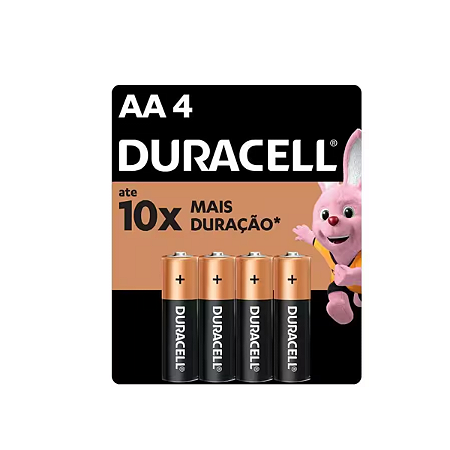 PILHA  ALCALINA PEQUENA C/4 AA DURACELL