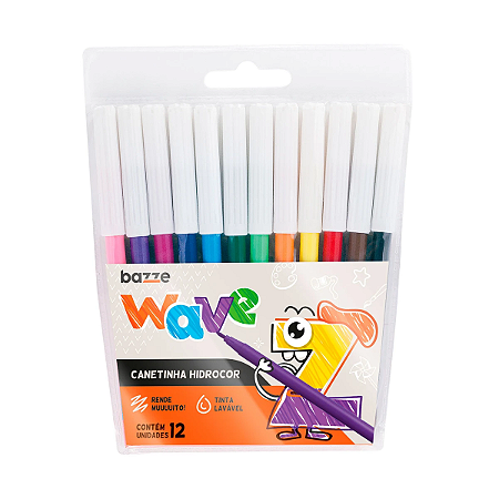 CANETA HIDROGRAFICA 12 CORES BAZZE WAVE