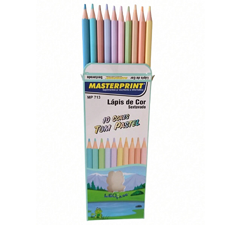 LAPIS DE COR 10 CORES TONS PASTEL RESINA MP-713 MASTERPRINT