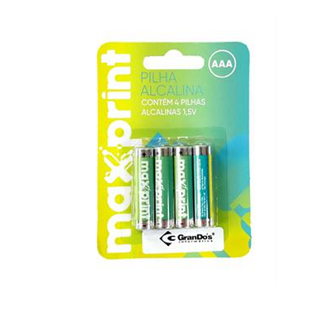 PILHA ALCALINA MAXPRINT AAA PALITO 1,5V BT C/4
