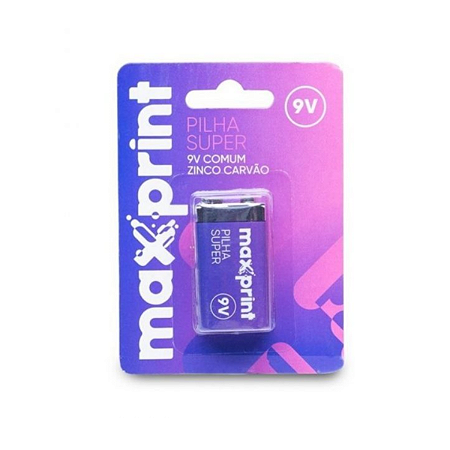 PILHA SUPER 9V COMUM ZINCO CARVAO C/1 756487 MAXPRINT