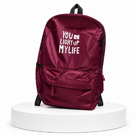 MOCHILA JUVENIL YOU LIGHT UP LIVE VINHO