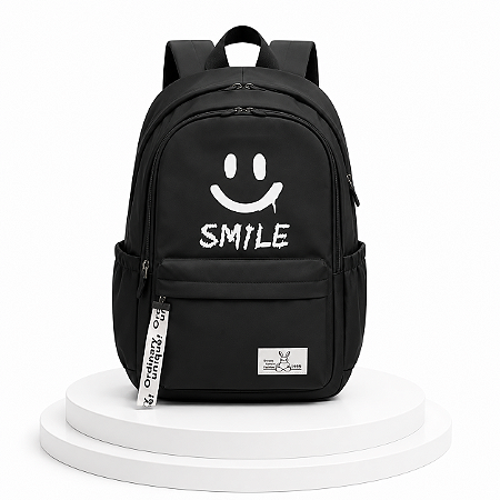 MOCHILA JUVENIL PRETA SMILE