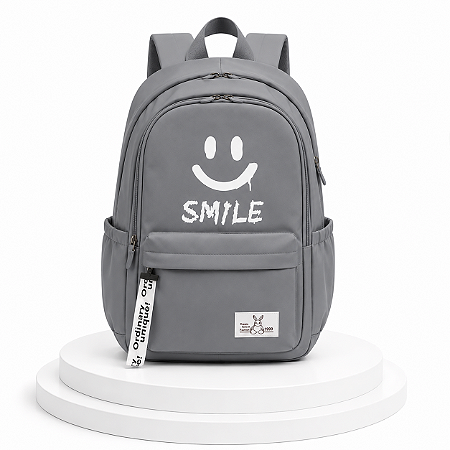 MOCHILA JUVENIL CINZA SMILE