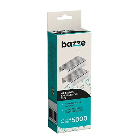 GRAMPO GALVANIZADO 26/6 CAIXA C/5000 UN - BAZZE
