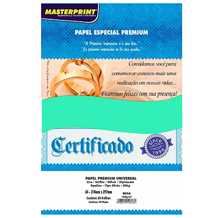 PAPEL DIPLOMATA / OPALINE A4 180G VERDE C/50 FOLHAS MATERPRINT