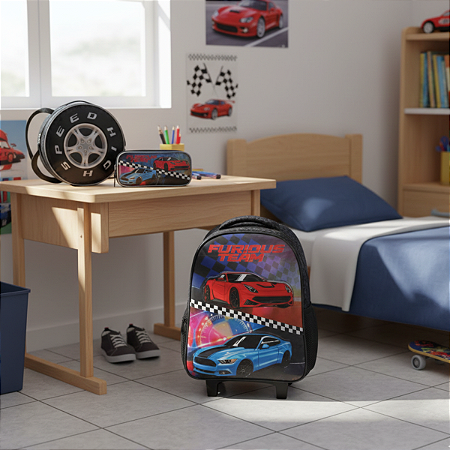 Kit Escolar Infantil Mochila De Rodinhas, Lancheira E Estojo