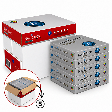 Caixa de Papel Sulfite A4 Navigator Platinum 75g 5 Pacotes Branco Premium Alta Definição