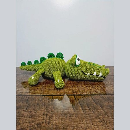 Jacaré de Amigurumi Feito à Mão - Pelúcia de Crochê