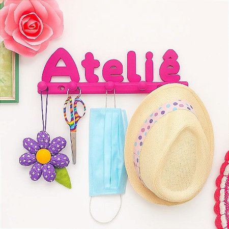 Pendurador Para Ateliê Suporte Para Chaves Com a Palavra Ateliê