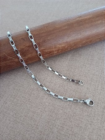 Pulseira de aço inox - Elo Quadrado - Estilo Cartier
