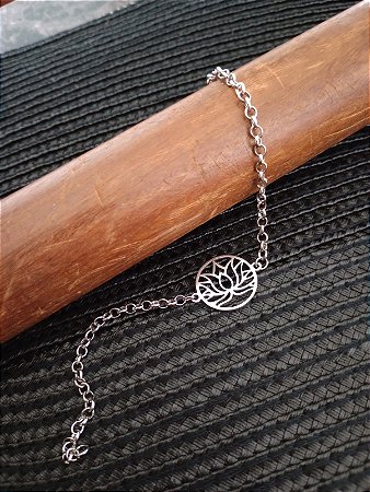 Pulseira Feminina aço inox - Flor de Lótus