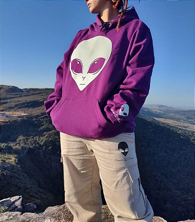 Moletom roxo estampa ET branco chapadão fosforescente (BRILHA NO ESCURO)