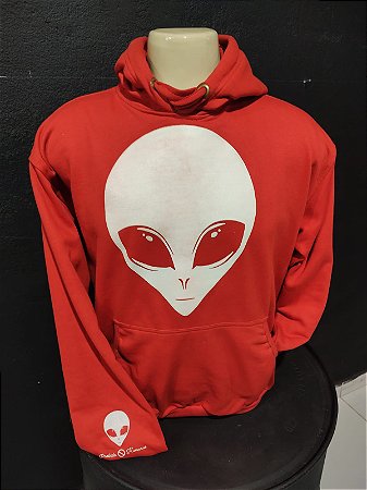 Moletom vermelho estampa ET branco chapadão fosforescente (BRILHA NO ESCURO)