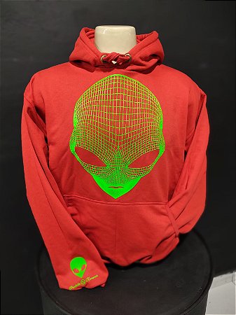 Moletom Vermelho Premium Estampa ET 3D Verde