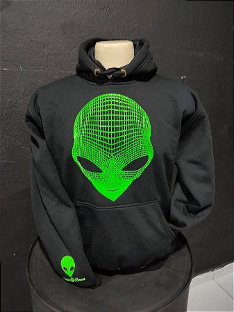 Moletom Preto Premium Estampa ET 3D Verde