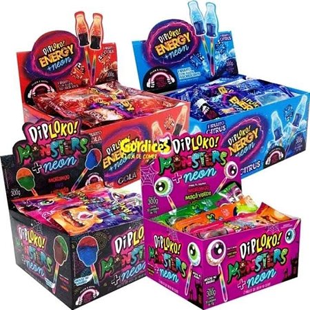 Pirulito DipLoko Neon - 30 unidades de 10g ALIEN