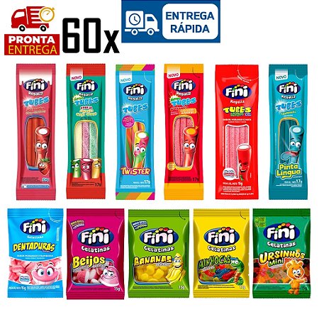 Kit com 60x Balas Fini 15gr - SABORES SORTIDOS