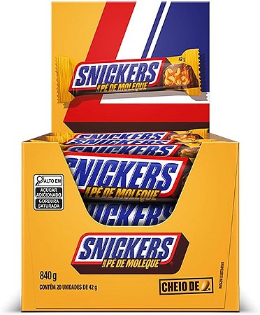 Chocolate Snickers Pé de Moleque com 20 unidades de 42gr