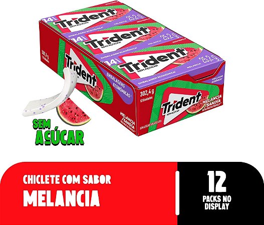Chiclete Trident 14s com 12 unidades Sabor: Melancia