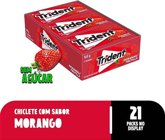 Chiclete Trident 21 unidades Sabor: Morango