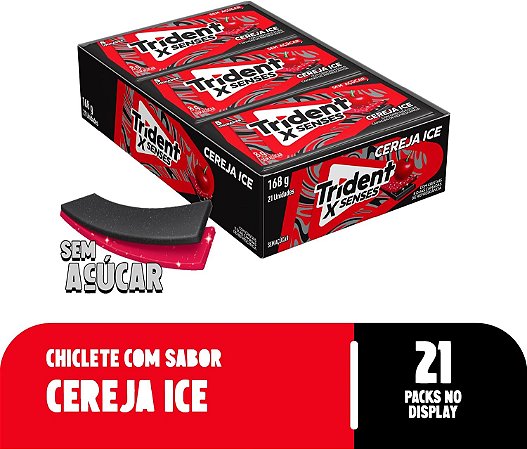 Chiclete Trident 21 unidades Sabor: Fresh Cereja