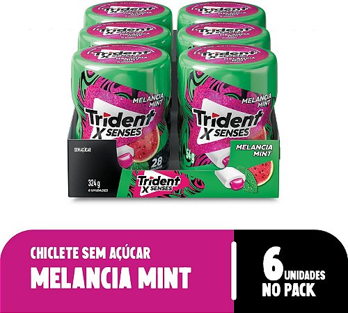 Chiclete Trident Garrafa 6x54gr Sabor: Melancia/Menta