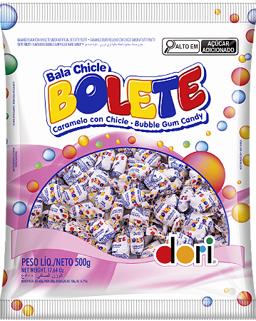 Bala Bolete Dura com Chiclete Tutti Frutti Dori 500gr
