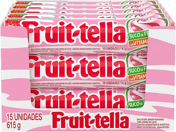 Fruittella Dura Swirl Morango com 15 unidades
