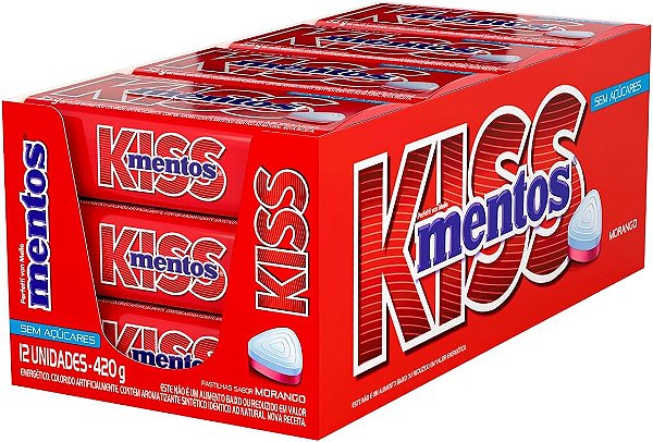Display com 12x Mentos Kiss Morango 50 unidades