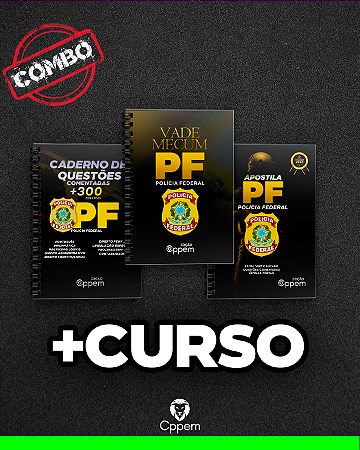COMBO 4 EM 1 | APOSTILA + CADERNO DE QUESTÕES + VADE MECUM + CURSO - PF