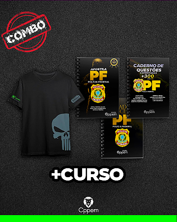 COMBO 5 EM 1 | APOSTILA + CADERNO DE QUESTÕES + VADE MECUM + CURSO - PF