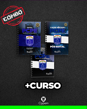 COMBO 4 EM 1 | APOSTILA + CADERNO DE QUESTÕES + VADE MECUM + CURSO - PCPE
