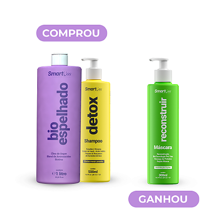 Bio Espelhado Perolado 1L + Shampoo Detox 500ml + Máscara Reconstruir 300ml