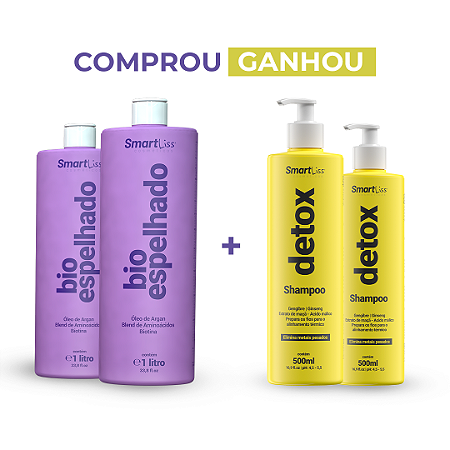 Compre 2 Ativo Bio Espelhado 1L e leve 2 Shampoo Detox 500ml