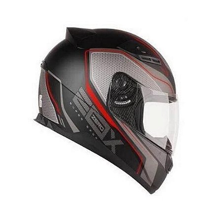 CAPACETE E0X SUPER SPORT 58 PRETO FOSCO COM VERMELHO