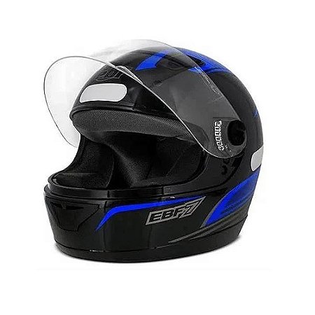 CAPACETE EBF 7 POWER 58 PRETO COM AZUL