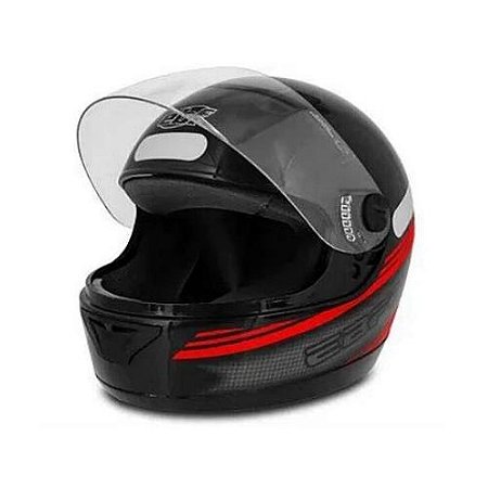 CAPACETE NEW EBF 7 CARBON 58 PRETO COM VERMELHO