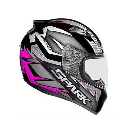 CAPACETE NEW SPARK SPOT 56 PRETO FOSCO E ROSA