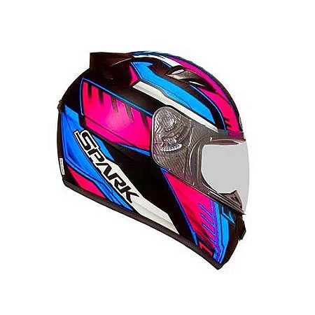 CAPACETE SPARK INDIAN FOSCO 58 PRETO FOSCO COM ROSA