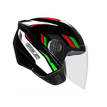 CAPACETE SPARK JET STING 58 PRETO COM BRANCO