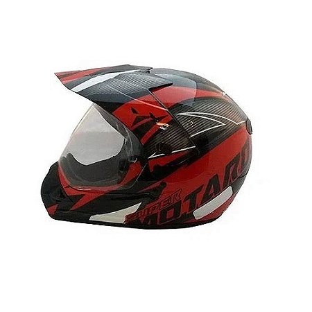 CAPACETE SUPER MOTARD IRON 60 PRETO COM VEMELHO